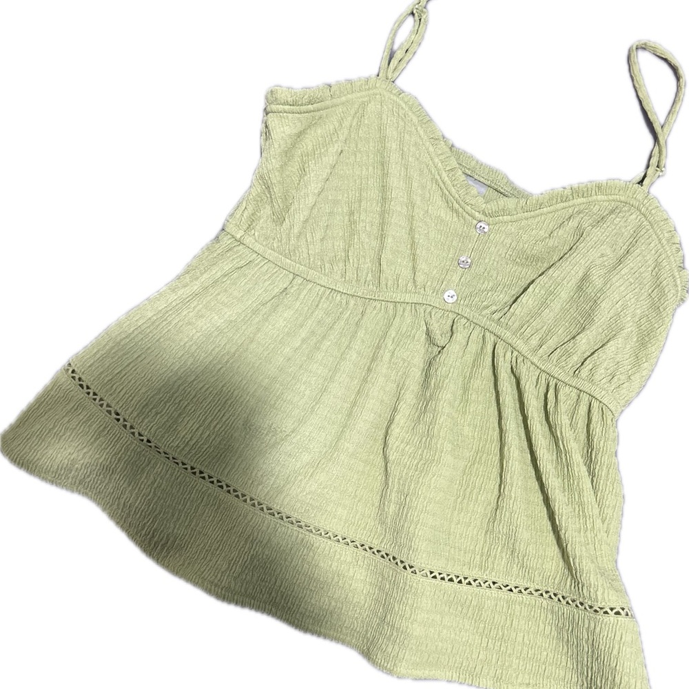 No Boundaries Green Smocked Fitted Camisole